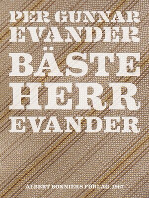 cover image of Bäste herr Evander